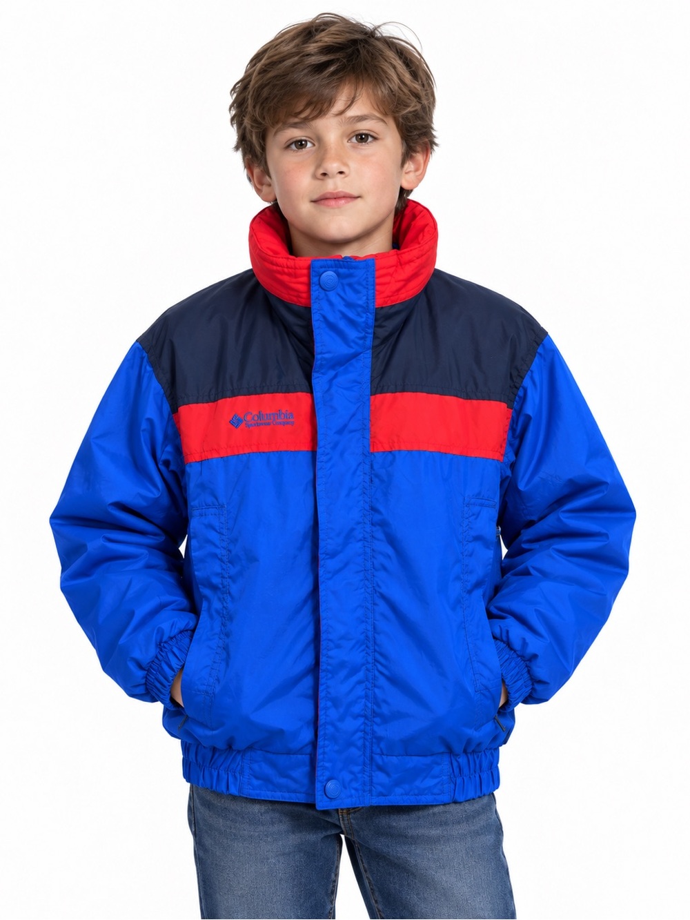 Vintage Columbia Bugaboo Kids Colourblock Jacket Blue Red Navy